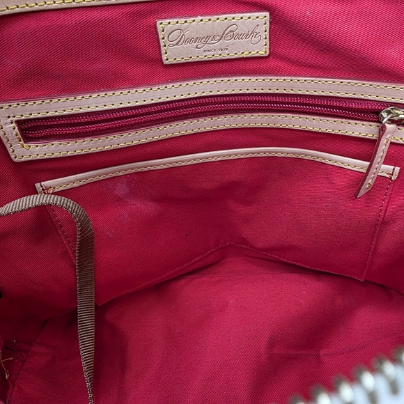 Dooney & Bourke Gingham Zip Satchel Red  Blue Leather Bag - Picture 14 of 16